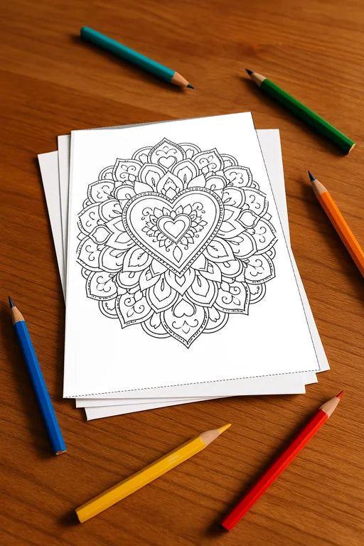 Mandalas Malbuch 20 Ausmalbilder gedruckt+lose – Mockup-Ansicht