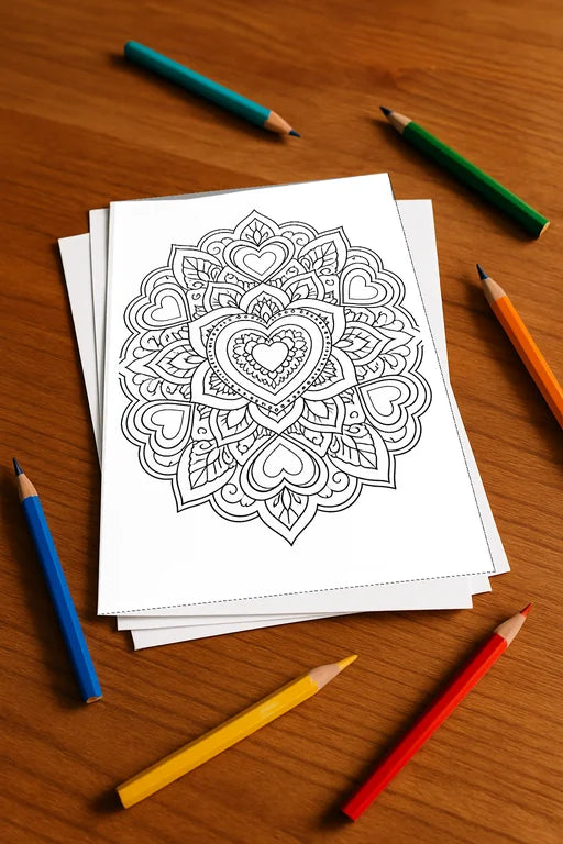 Mandalas Malbuch 20 Ausmalbilder gedruckt+lose – Mockup-Ansicht