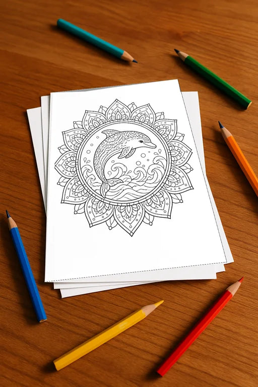 Mandalas Malbuch 20 Ausmalbilder gedruckt+lose – Mockup-Ansicht