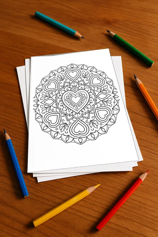 Mandalas Malbuch 20 Ausmalbilder gedruckt+lose – Mockup-Ansicht