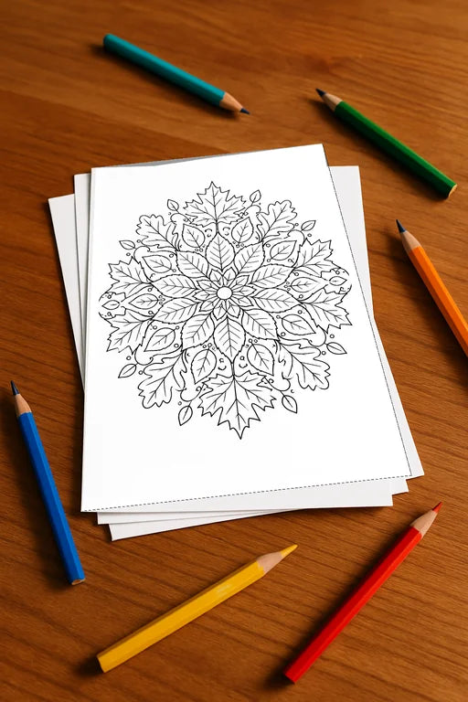 Mandalas Malbuch 20 Ausmalbilder gedruckt+lose – Mockup-Ansicht