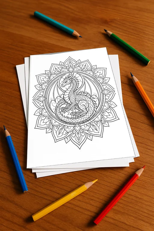 Mandalas Malbuch 50 Ausmalbilder gedruckt+lose – Mockup-Ansicht