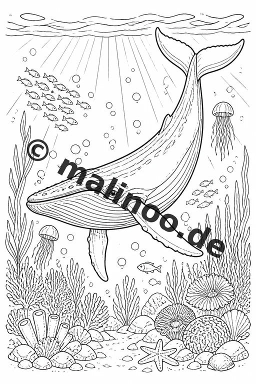Meerestiere Malbuch 100 Ausmalbilder PDF Download digital – Vorschaubild 3