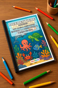 Meerestiere Malbuch 100 Ausmalbilder gedruckt+gebunden – Mockup-Ansicht