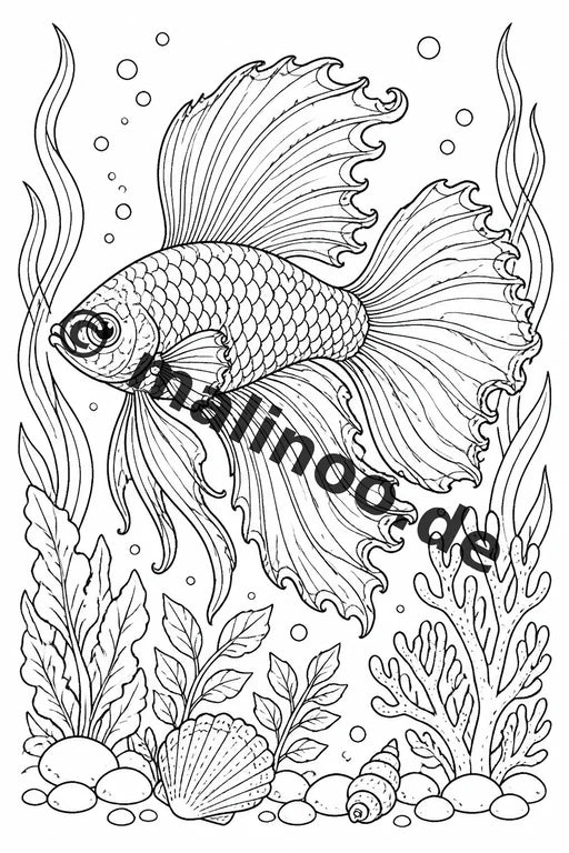 Meerestiere Malbuch 20 Ausmalbilder PDF Download digital – Vorschaubild 1