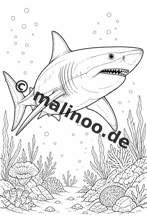 Meerestiere Malbuch 20 Ausmalbilder PDF Download digital – Vorschaubild 2