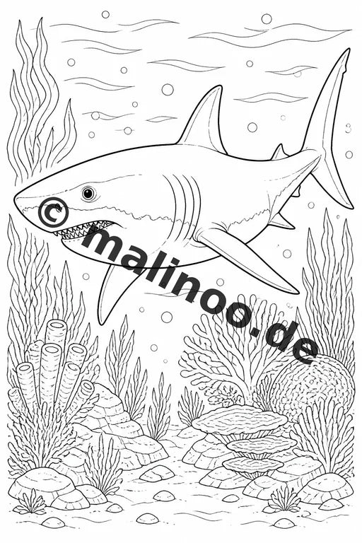 Meerestiere Malbuch 20 Ausmalbilder PDF Download digital – Vorschaubild 2