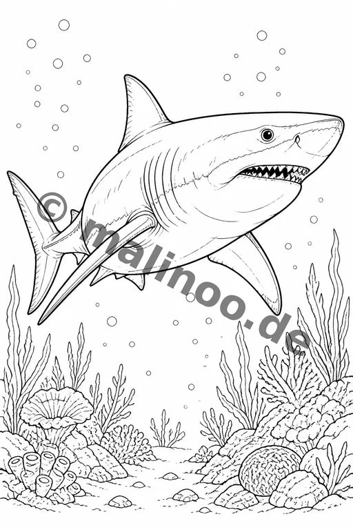 Meerestiere Malbuch 20 Ausmalbilder PDF Download – Vorschaubild 2