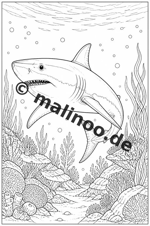 Meerestiere Malbuch 20 Ausmalbilder PDF Download digital – Vorschaubild 2