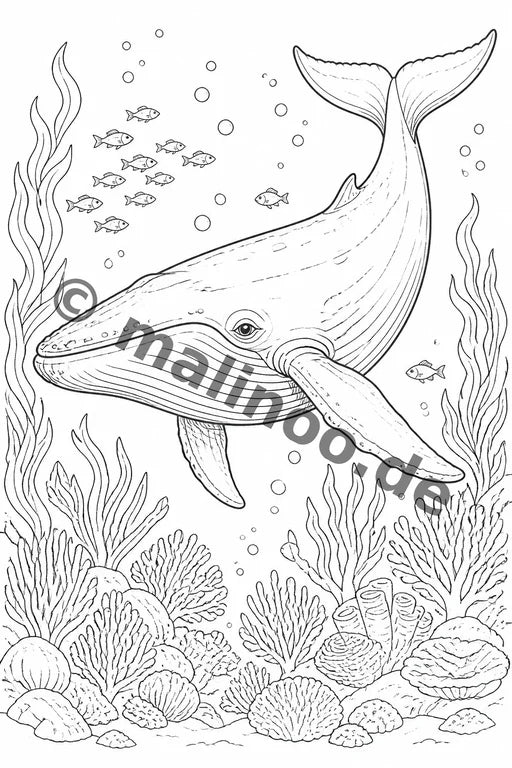 Meerestiere Malbuch 20 Ausmalbilder PDF Download – Vorschaubild 3