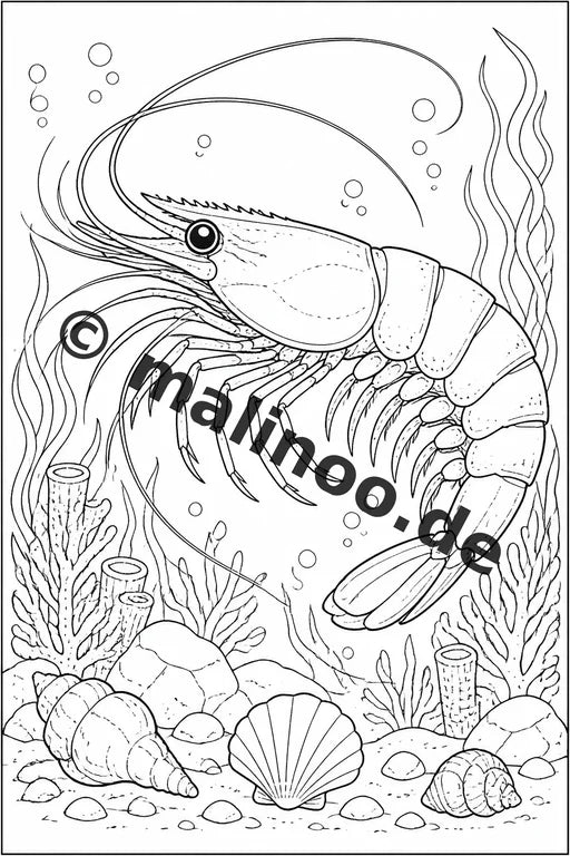 Meerestiere Malbuch 20 Ausmalbilder PDF Download digital – Vorschaubild 5
