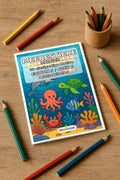 Meerestiere Malbuch 20 Ausmalbilder gedruckt+gebunden – Mockup-Ansicht