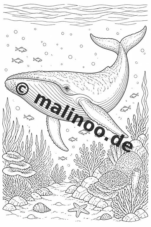 Meerestiere Malbuch 20 Ausmalbilder gedruckt und gebunden – Vorschaubild 3