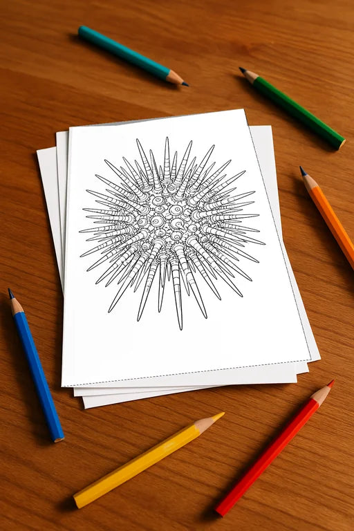 Meerestiere Malbuch 20 Ausmalbilder gedruckt, ungebunden – Mockup-Ansicht