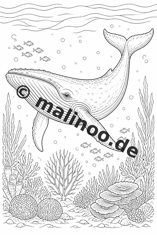 Meerestiere Malbuch 20 Ausmalbilder gedruckt, ungebunden – Vorschaubild 3