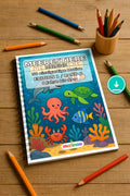 Meerestiere Malbuch 50 Ausmalbilder PDF Download digital – Mockup-Ansicht