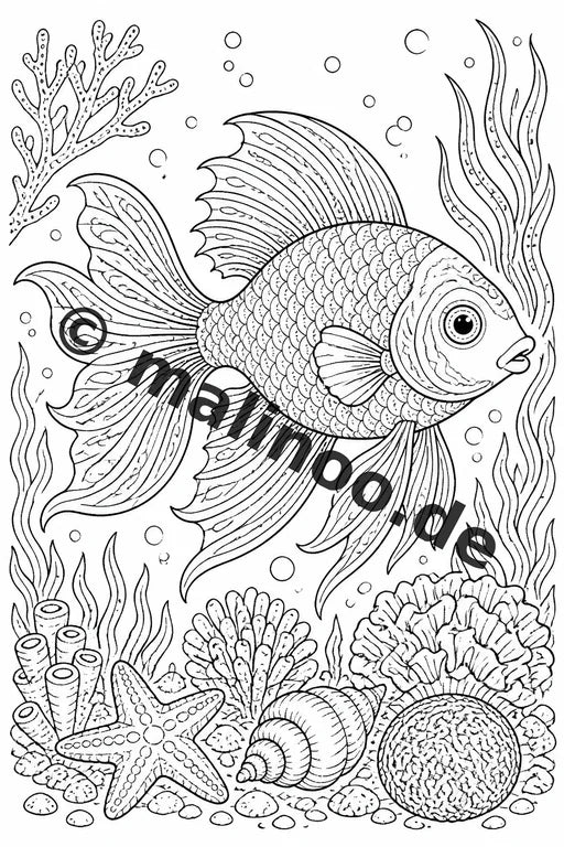 Meerestiere Malbuch 50 Ausmalbilder PDF Download digital – Vorschaubild 1