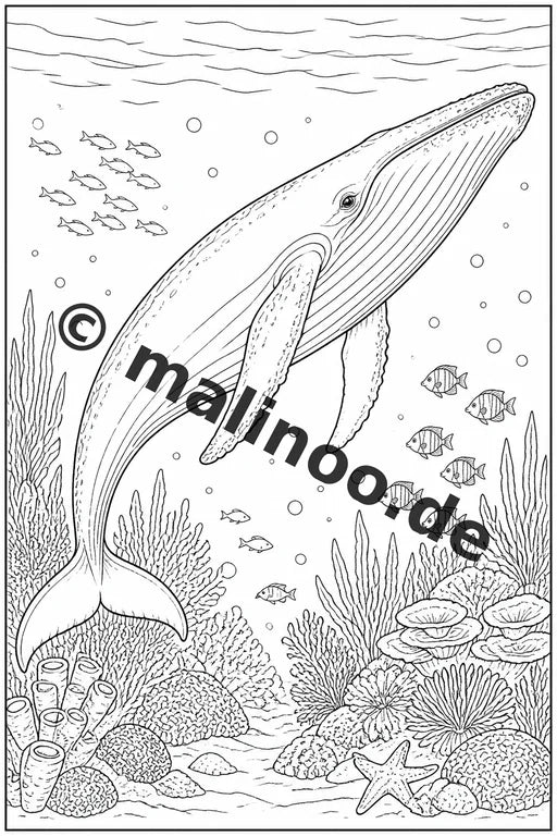 Meerestiere Malbuch 50 Ausmalbilder PDF Download digital – Vorschaubild 3