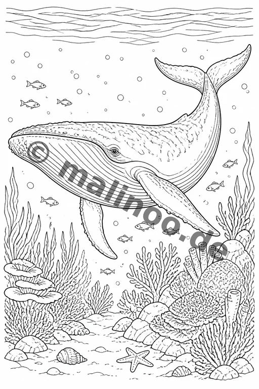 Meerestiere Malbuch 50 Ausmalbilder PDF Download – Vorschaubild 3