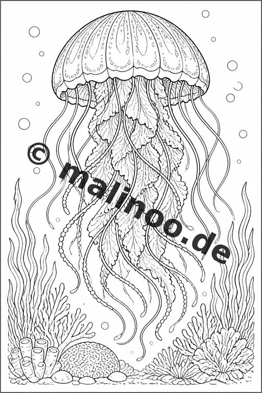 Meerestiere Malbuch 50 Ausmalbilder PDF Download digital – Vorschaubild 4