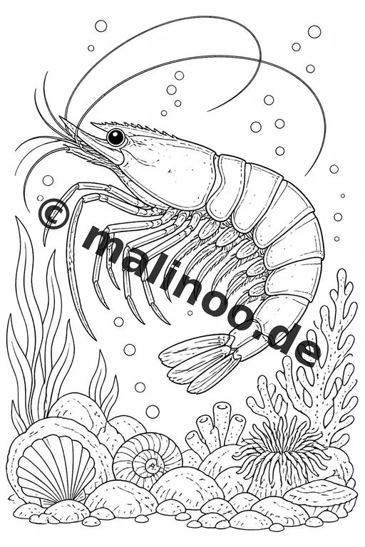 Meerestiere Malbuch 50 Ausmalbilder PDF Download digital – Vorschaubild 5