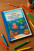 Meerestiere Malbuch 50 Ausmalbilder gedruckt+gebunden – Mockup-Ansicht