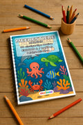 Meerestiere Malbuch 50 Ausmalbilder gedruckt und gebunden – Mockup-Ansicht