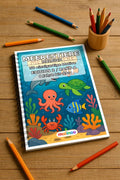 Meerestiere Malbuch 50 Ausmalbilder gedruckt und gebunden – Mockup-Ansicht