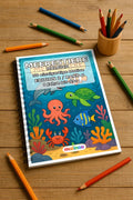 Meerestiere Malbuch 50 Ausmalbilder gedruckt und gebunden – Mockup-Ansicht