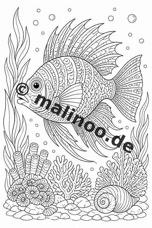 Meerestiere Malbuch 50 Ausmalbilder gedruckt und gebunden – Vorschaubild 1