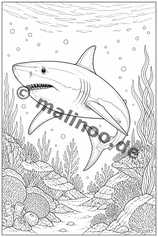 Meerestiere Malbuch 50 Ausmalbilder gedruckt+gebunden – Vorschaubild 2