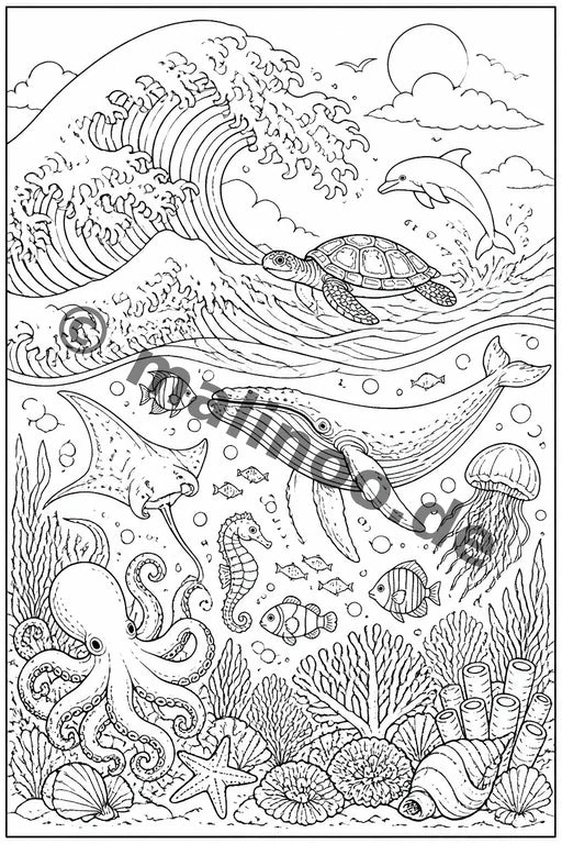 Meerestiere Malbuch 50 Ausmalbilder gedruckt+gebunden – Vorschaubild 8