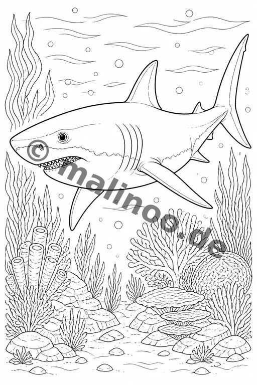 Meerestiere Malbuch 50 Ausmalbilder gedruckt+lose – Vorschaubild 2