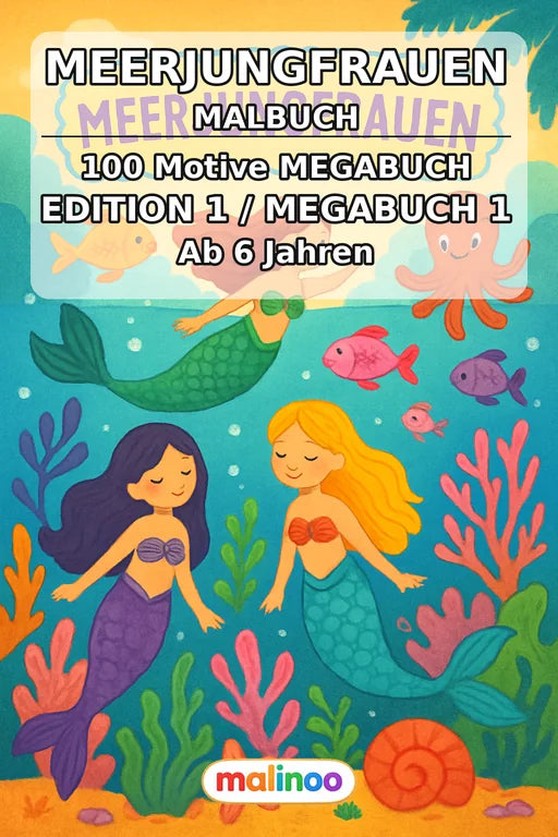 Meerjungfrauen Malbuch 100 Ausmalbilder PDF Download – Cover