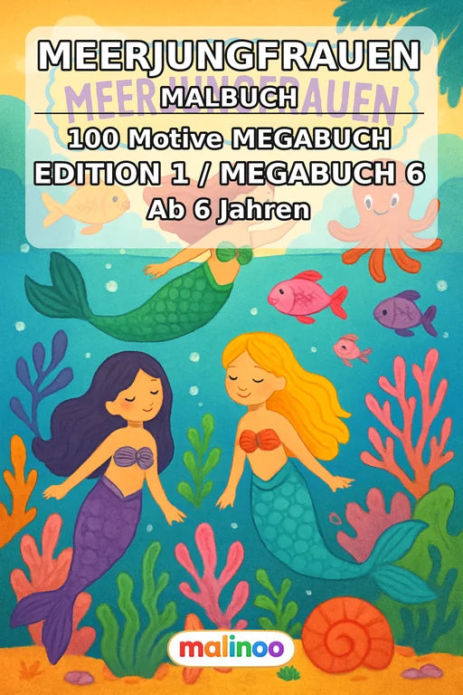 Meerjungfrauen Malbuch 100 Ausmalbilder PDF Download – Cover