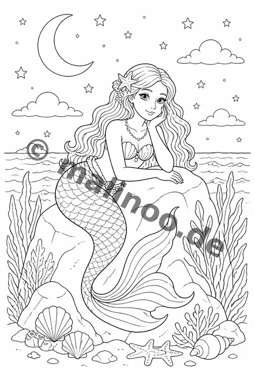 Meerjungfrauen Malbuch 100 Ausmalbilder PDF Download – Vorschaubild 2