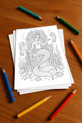 Meerjungfrauen Malbuch 20 Ausmalbilder gedruckt+lose – Mockup-Ansicht