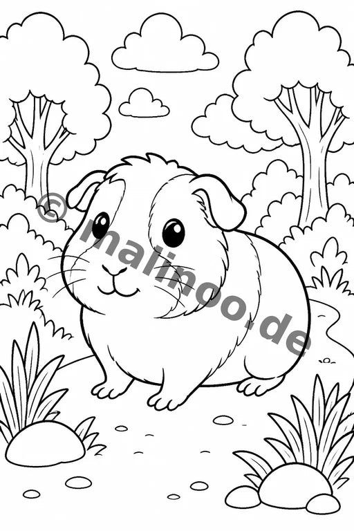 Meerschweinchen Malbuch 100 Ausmalbilder gedruckt+gebunden – Vorschaubild 3
