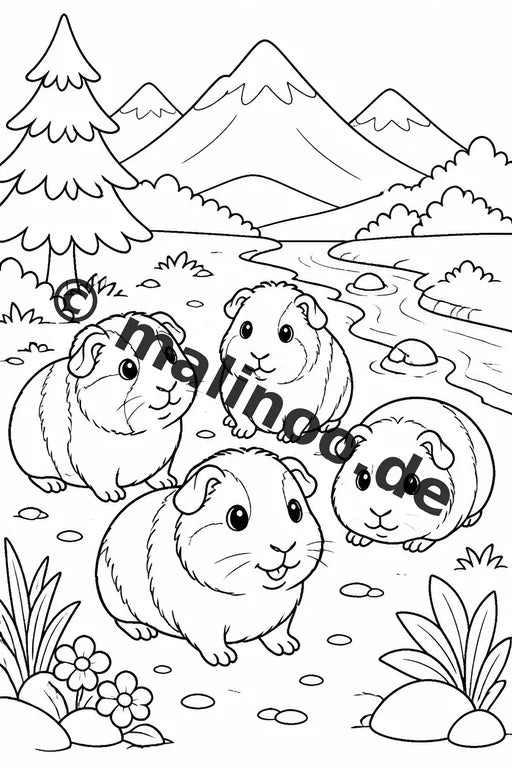Meerschweinchen Malbuch 100 Ausmalbilder gedruckt und gebunden – Vorschaubild 6