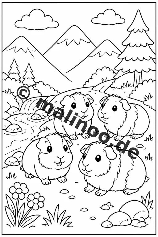 Meerschweinchen Malbuch 100 Ausmalbilder gedruckt und gebunden – Vorschaubild 6