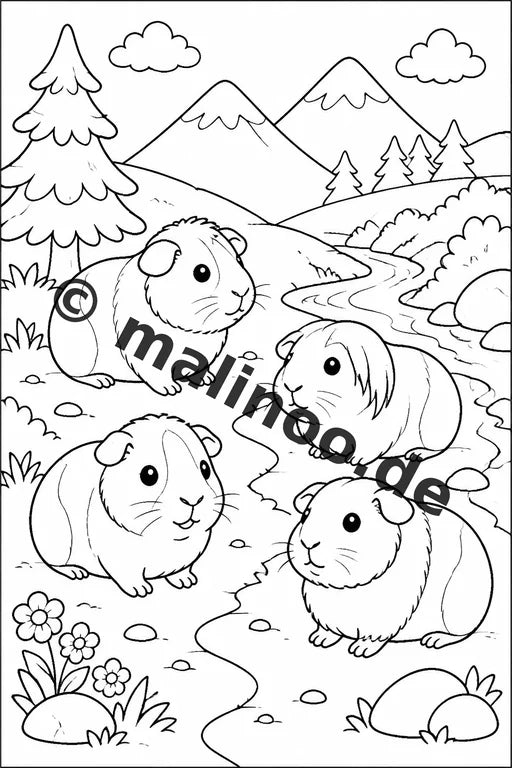 Meerschweinchen Malbuch 100 Ausmalbilder gedruckt und gebunden – Vorschaubild 6