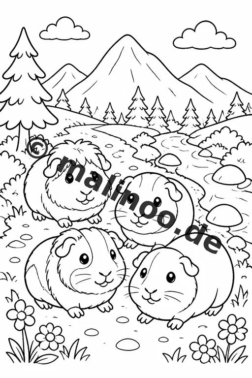 Meerschweinchen Malbuch 100 Ausmalbilder gedruckt und gebunden – Vorschaubild 6
