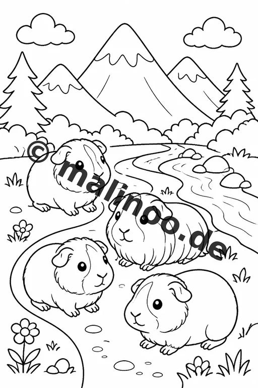 Meerschweinchen Malbuch 100 Ausmalbilder gedruckt und gebunden – Vorschaubild 6