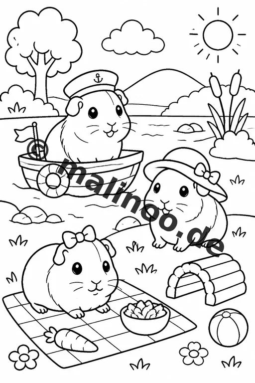 Meerschweinchen Malbuch 100 Ausmalbilder gedruckt und gebunden – Vorschaubild 7