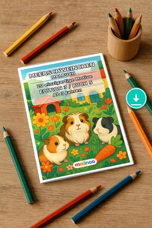 Meerschweinchen Malbuch 20 Ausmalbilder PDF Download – Mockup-Ansicht