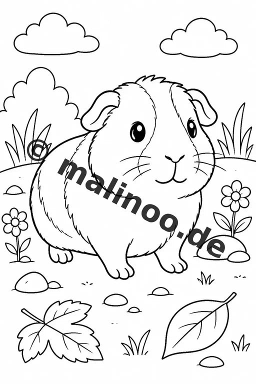 Meerschweinchen Malbuch 20 Ausmalbilder PDF Download digital – Vorschaubild 1