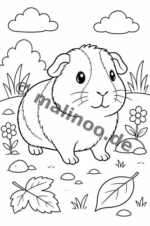 Meerschweinchen Malbuch 20 Ausmalbilder PDF Download – Vorschaubild 1