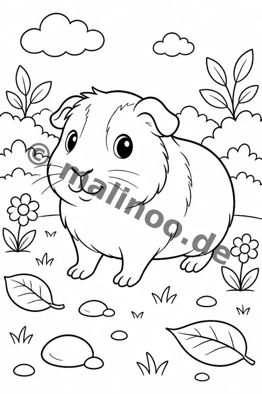 Meerschweinchen Malbuch 20 Ausmalbilder PDF Download – Vorschaubild 1