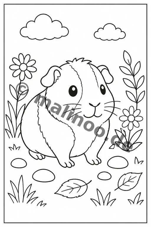 Meerschweinchen Malbuch 20 Ausmalbilder PDF Download – Vorschaubild 1
