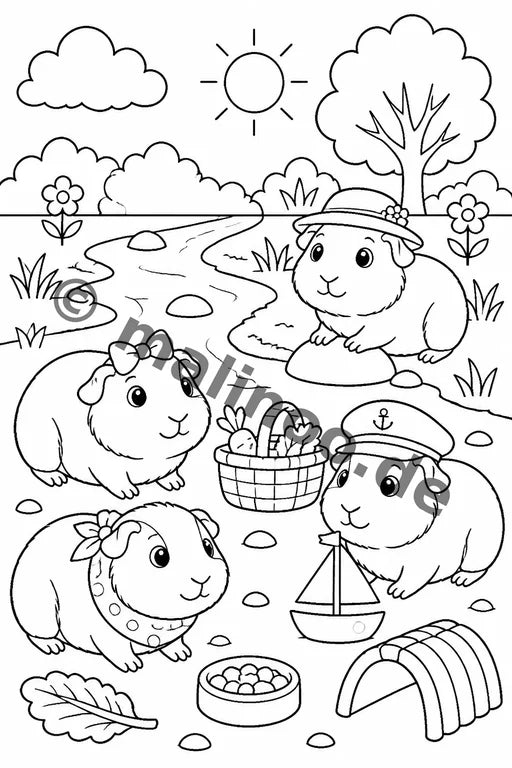 Meerschweinchen Malbuch 20 Ausmalbilder PDF Download – Vorschaubild 2